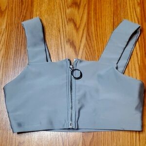 ALO Yoga Gray Zipper Tank Top